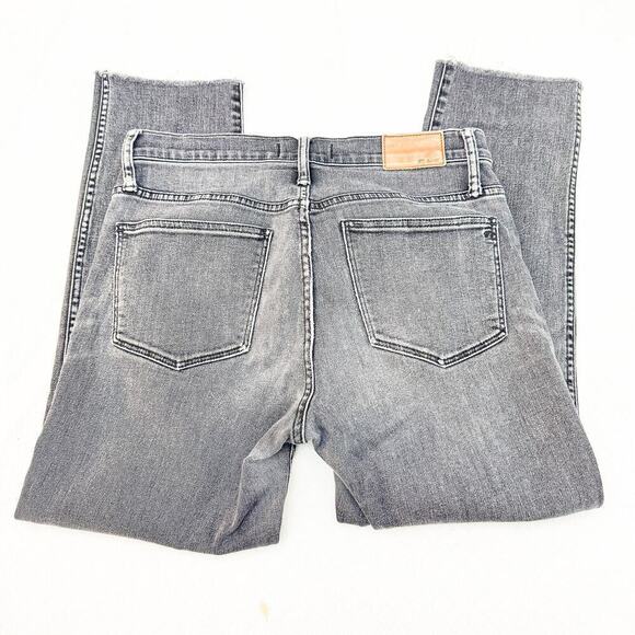 Madewell Slim Straight Charcoal Straight Leg Denim Jeans Raw Hem Size 28 - Picture 5 of 9